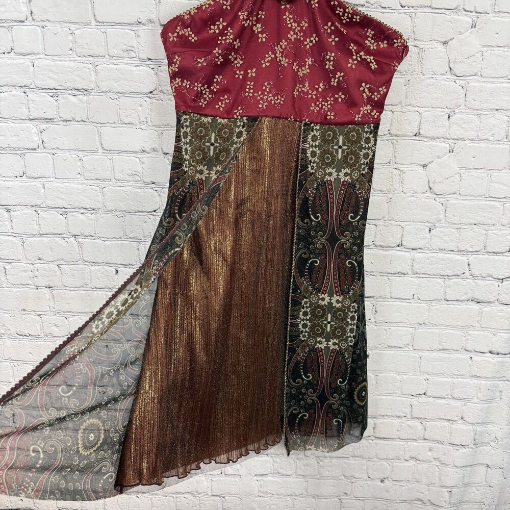 VTG Anac by Kimi Paisley Halter Cocktail Dress XL Mesh Whimsical Fairycore Y2K - Picture 6 of 15